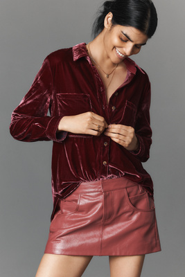 Pilcro The Hadley Relaxed Buttondown Shirt By : Velvet Edition In Burgundy