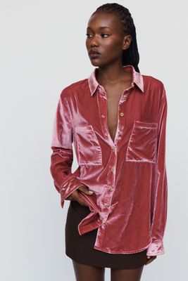 Pilcro Hadley Velvet Relaxed Buttondown Shirt