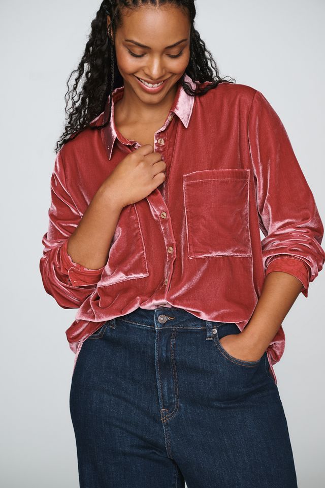 Pilcro Hadley Velvet Relaxed Buttondown Shirt #4