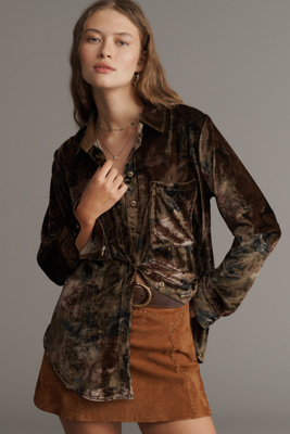 Pilcro The Hadley Relaxed Buttondown Shirt By : Velvet Edition In Brown