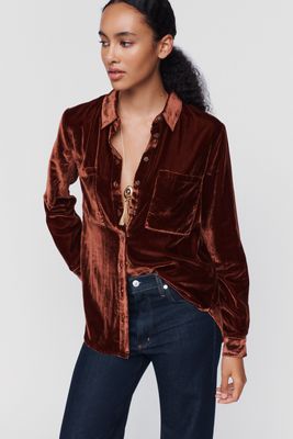 Pilcro Hadley Velvet Relaxed Buttondown Shirt