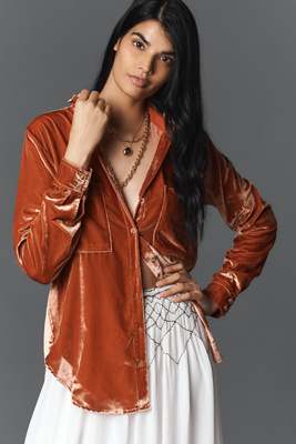 Pilcro The Hadley Relaxed Buttondown Shirt By : Velvet Edition In Orange