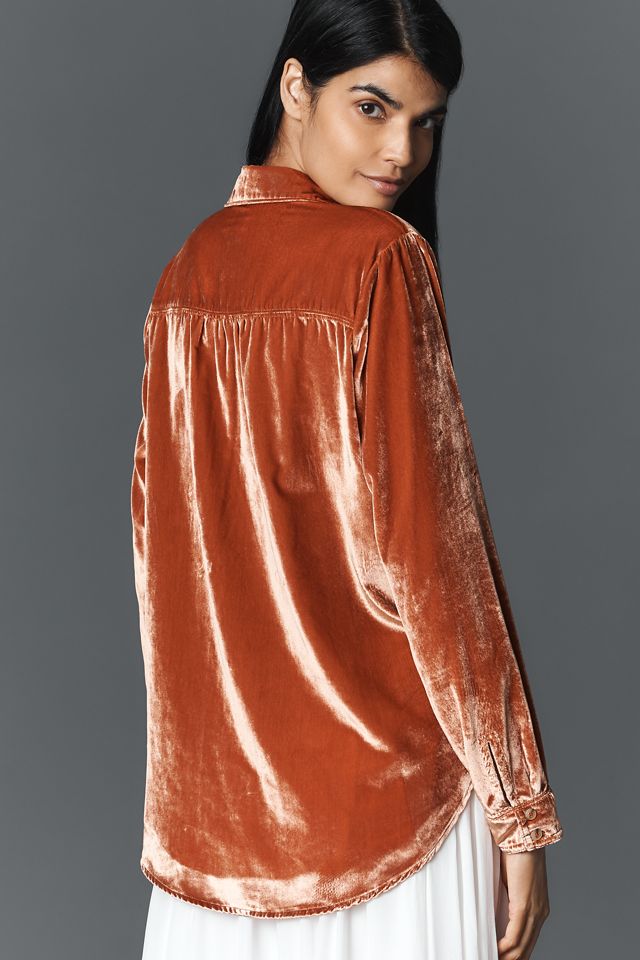 The Hadley Velvet Relaxed Buttondown Shirt by Pilcro | Anthropologie