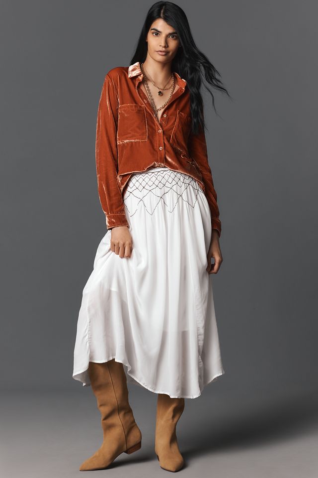 The Hadley Velvet Relaxed Buttondown Shirt by Pilcro | Anthropologie