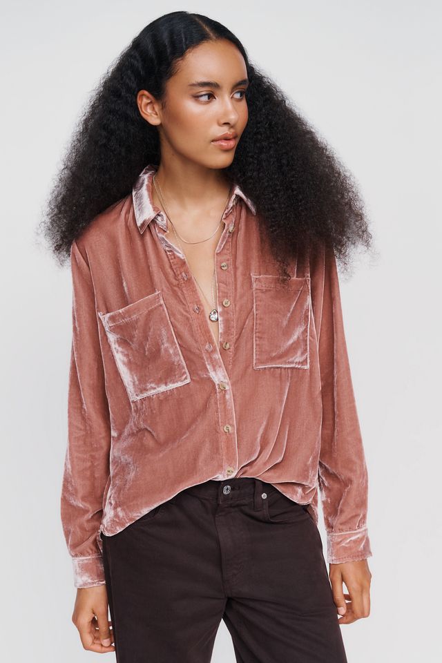 Pilcro Hadley Velvet Relaxed Buttondown Shirt #1
