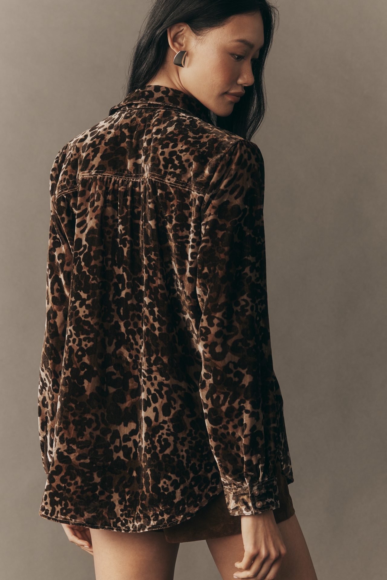 Pilcro Hadley Velvet Relaxed Buttondown Shirt
