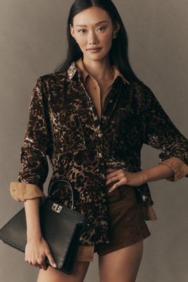 Pilcro Hadley Velvet Relaxed Buttondown Shirt
