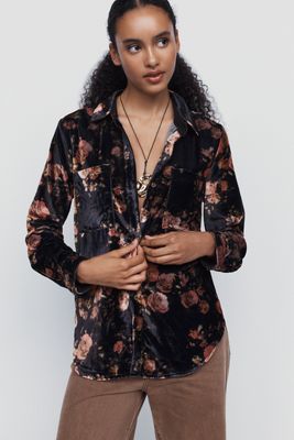 Pilcro Hadley Velvet Relaxed Buttondown Shirt