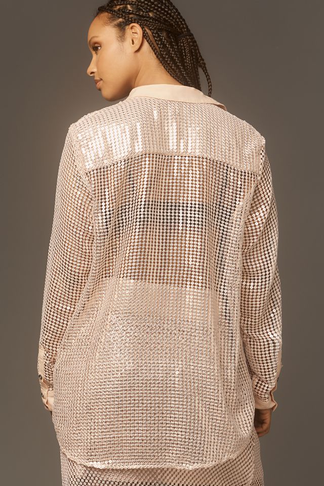 Pilcro Long-Sleeve Chainmail Buttondown Blouse #5