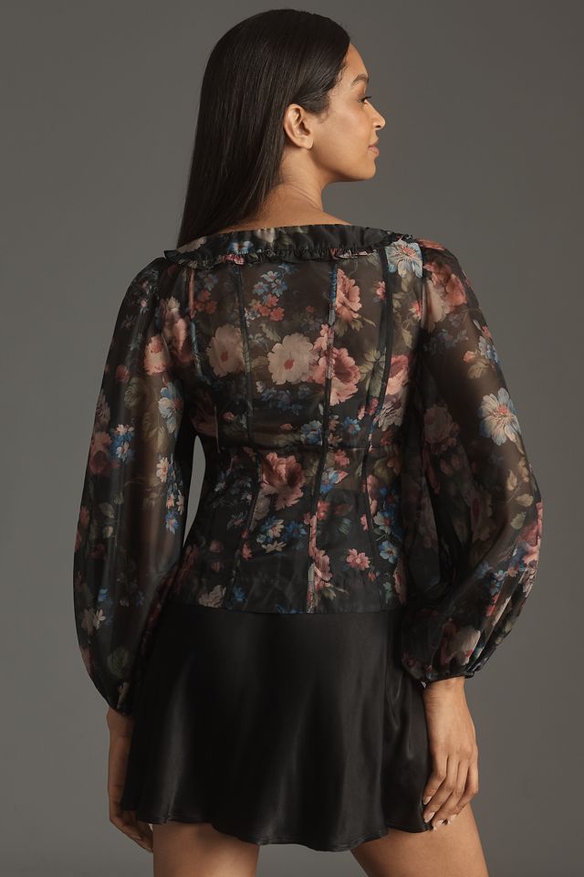 By Anthropologie Sheer Balloon-Sleeve Blouse #1