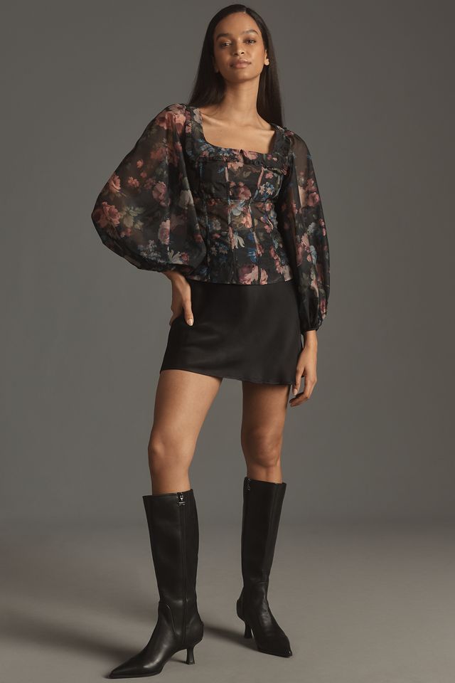 By Anthropologie Sheer Balloon-Sleeve Blouse #2