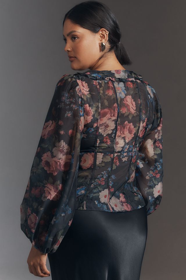 By Anthropologie Sheer Balloon-Sleeve Blouse #5