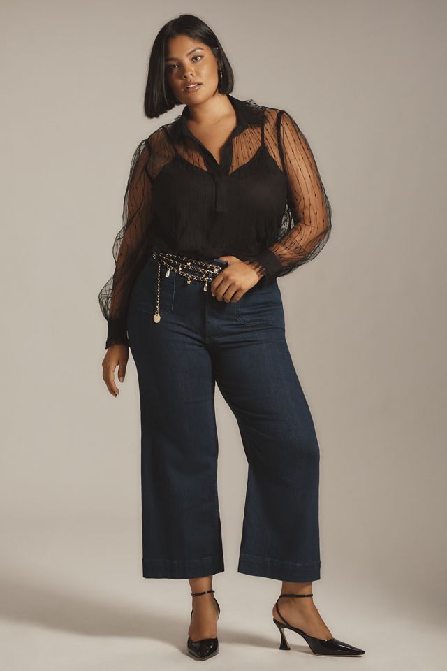 Maeve Long-Sleeve Sheer Tulle Blouse #6