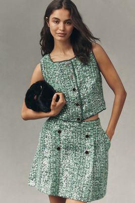 Gilet en tweed à paillettes Maeve