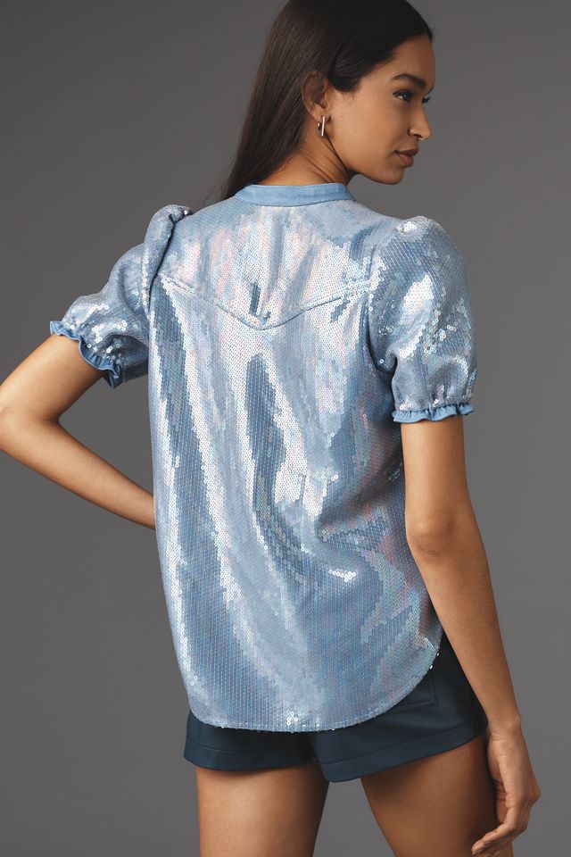 The Aly Puff-Sleeve Blouse by Pilcro: Sequin Edition #1