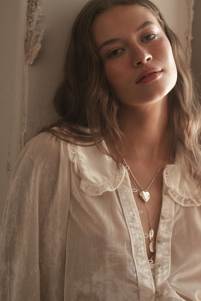 The Keira Collared Button-Front Blouse by Pilcro: Long-Sleeve Velvet Edition #1