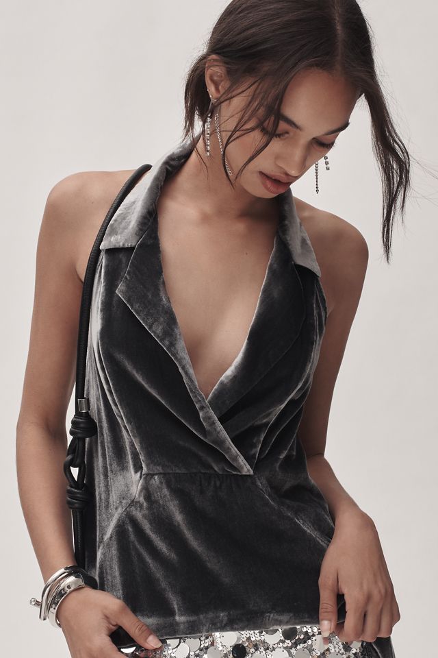 The Dylon Sleeveless Wide-Placket Top: Velvet Edition #3
