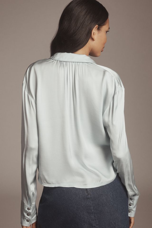 Pilcro Crop Satin Buttondown Blouse #2