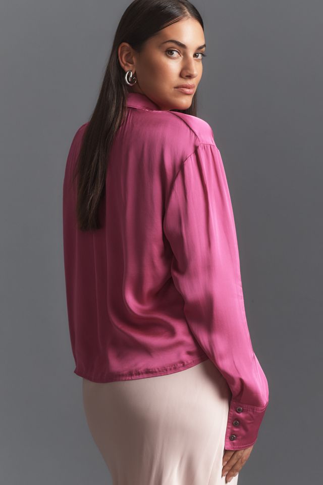 Pilcro Crop Satin Buttondown Blouse #5