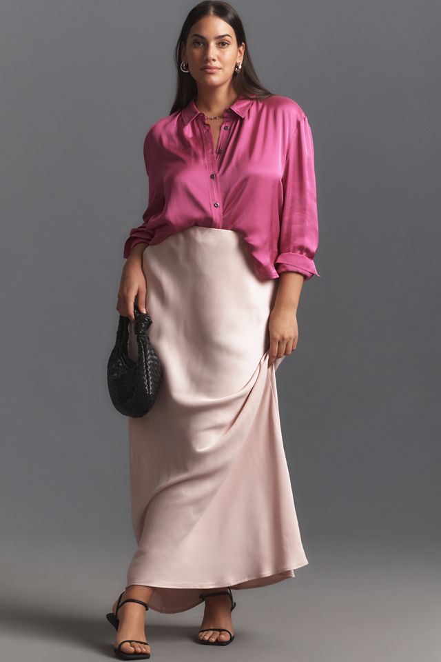 Pilcro Crop Satin Buttondown Blouse #7