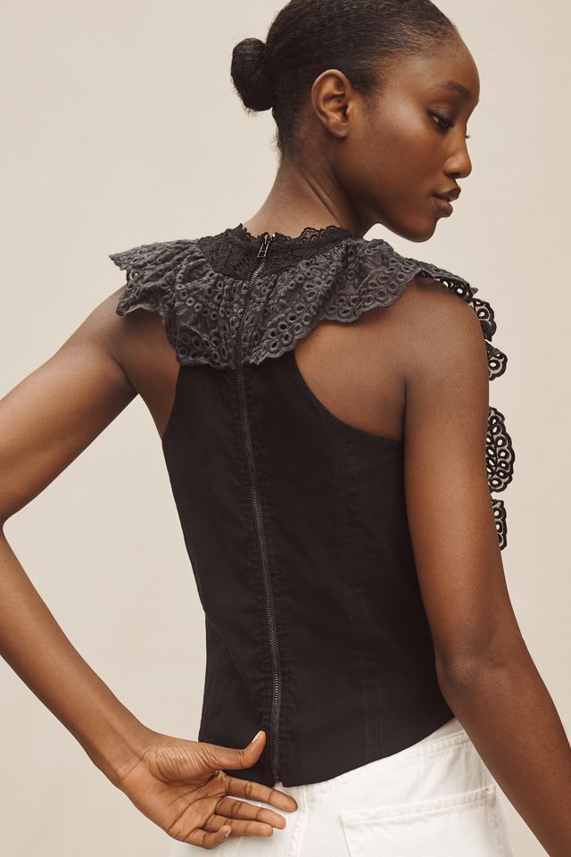 Débardeur à plastron en œillets By Anthropologie #1