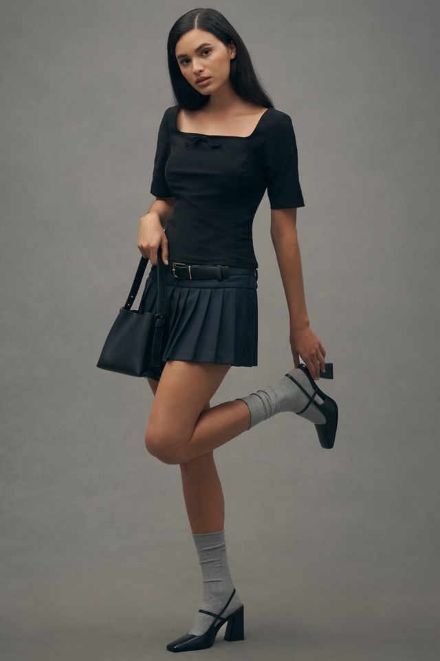 Maeve Short-Sleeve Square-Neck Bow Top #2