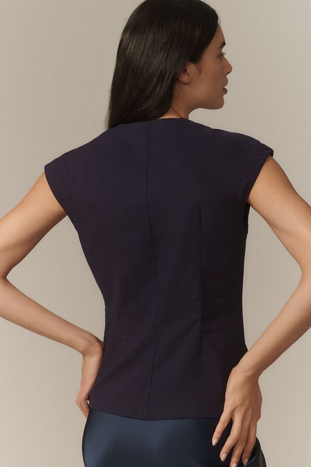 By Anthropologie Structured Cap-Sleeve Blouse #1