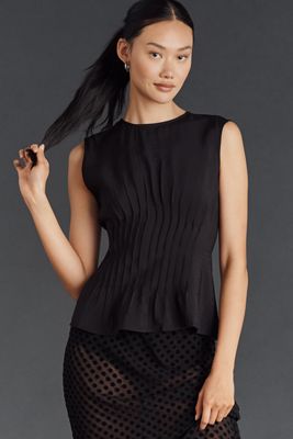 By Anthropologie Ärmellose Bluse mit plissierter Taille