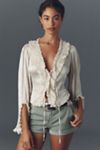 By Anthropologie Long-Sleeve Ruffled Tie-Front Top