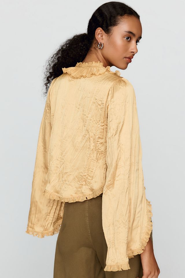 By Anthropologie Long-Sleeve Ruffled Tie-Front Top #2