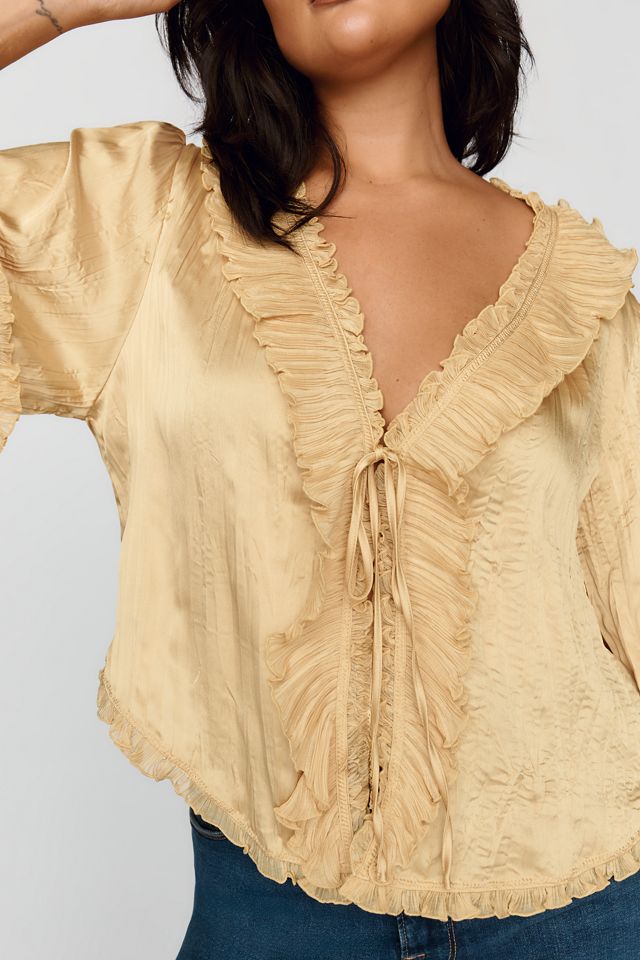 Mariana Satin Ruffled Tie-Front Blouse #5