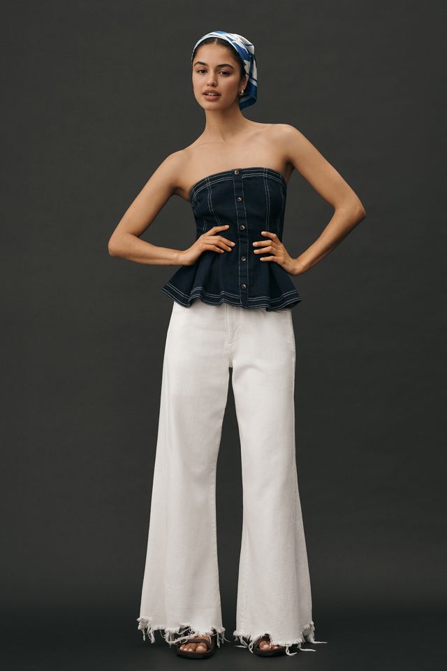 Pilcro Strapless Denim Bustier Top