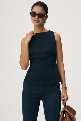 Haut Femme Sans Manches Noir Clouté Avec Péplum - Taille 10 - Marque Cupcake - Neuf Sans Étiquette