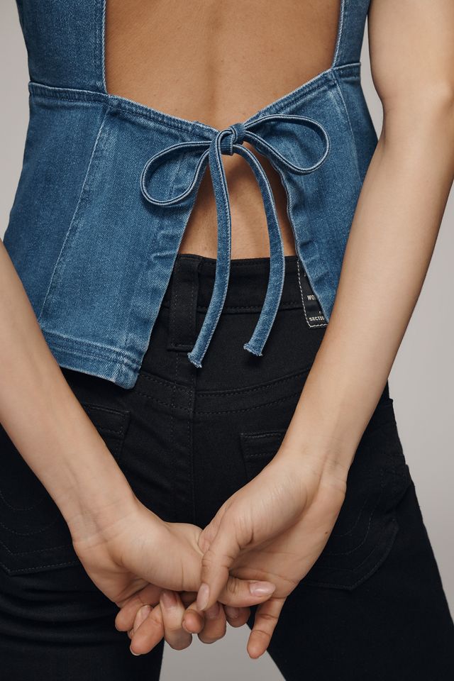 Haut péplum en denim sans manches et dos ouvert Pilcro #2