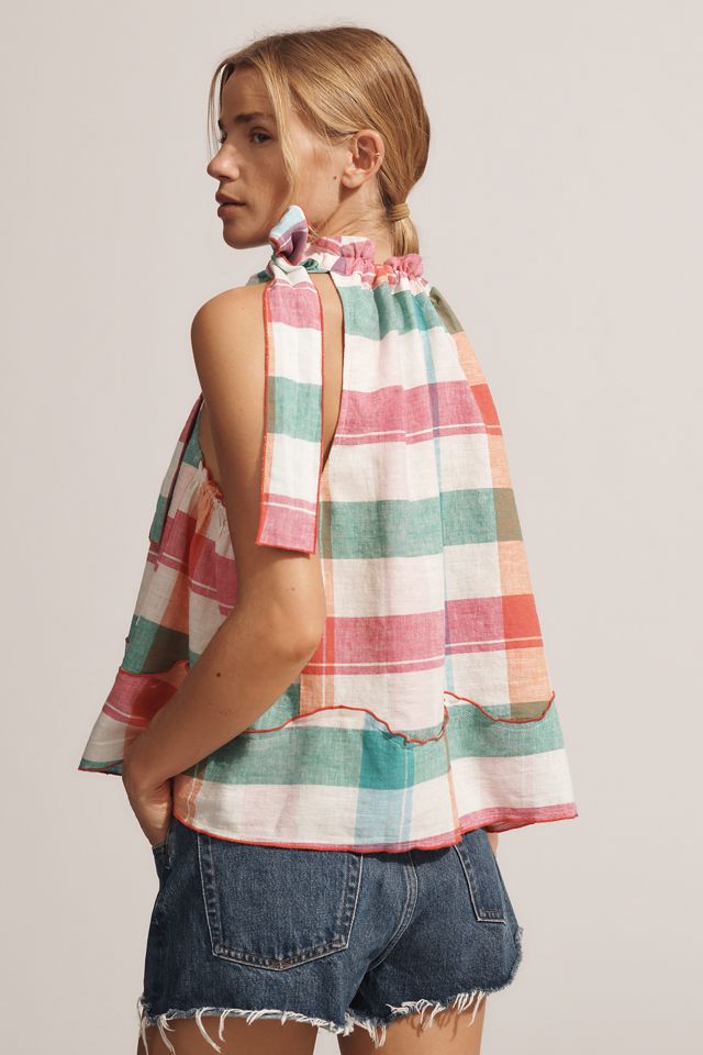 Maeve Linen Blend Tie-Neck Halter Top #3