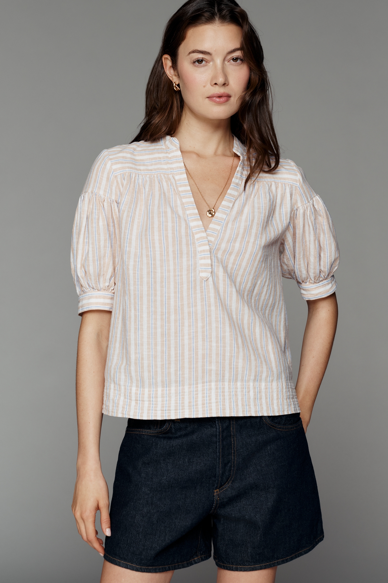 Darcey Popover Swing Top: Linen Cotton Edition