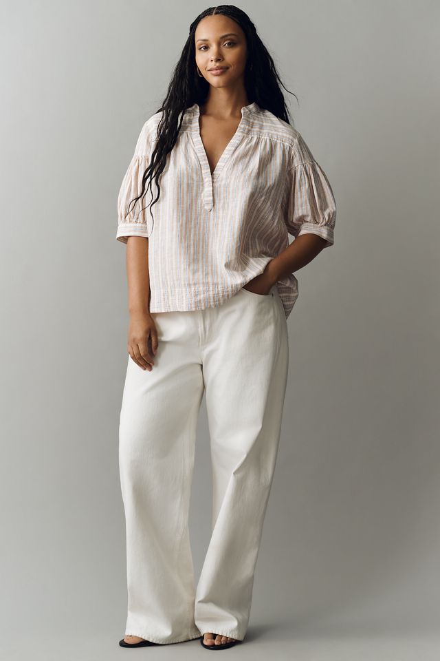 Darcey Popover Swing Top: Linen Cotton Edition | Anthropologie