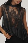By Anthropologie Sheer Lace Peplum Blouse