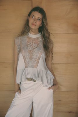Harmony Sheer Lace Peplum Blouse