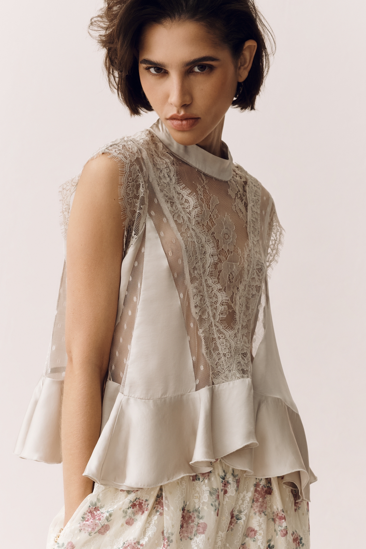 Harmony Sheer Lace Peplum Blouse