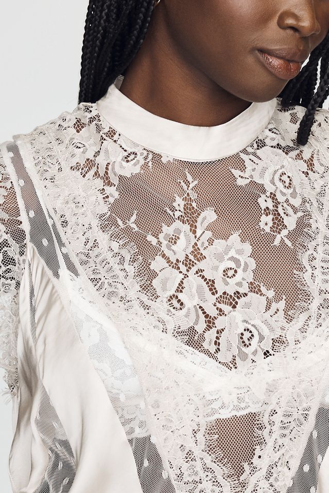 Harmony Sheer Lace Peplum Blouse #7