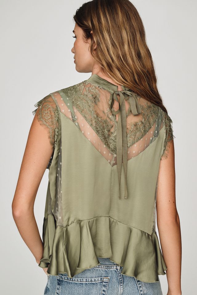 By Anthropologie Blouse péplum en dentelle transparente Harmony #2