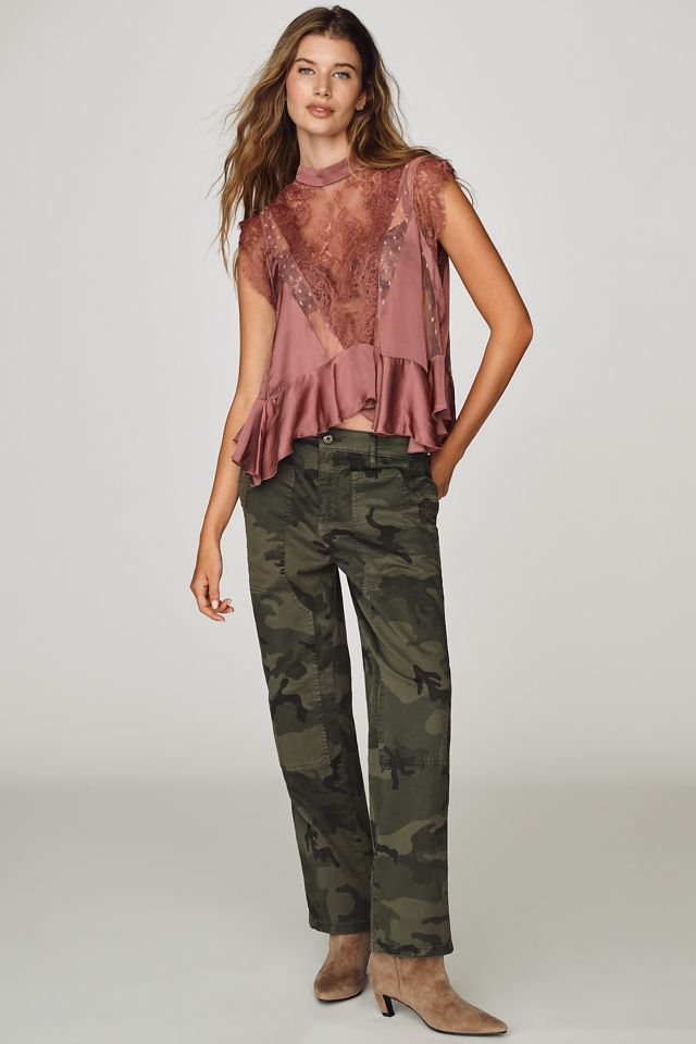 By Anthropologie Harmony Sheer Lace Peplum Blouse #1