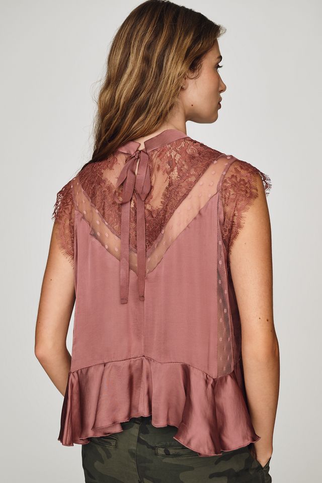 By Anthropologie Harmony Sheer Lace Peplum Blouse #3