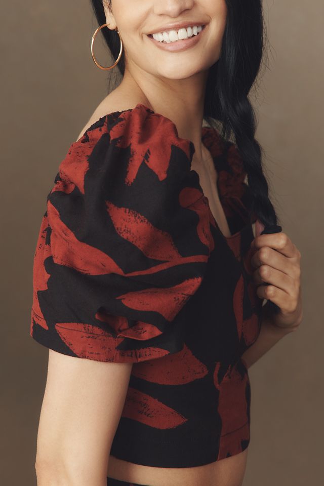 By Anthropologie Linen Blend Crop Top #1