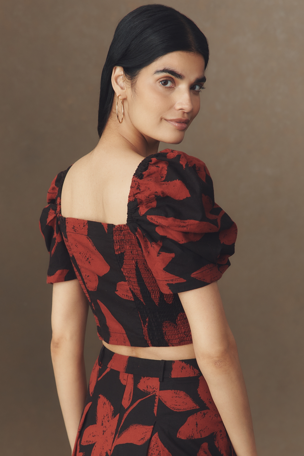 By Anthropologie Linen Blend Crop Top