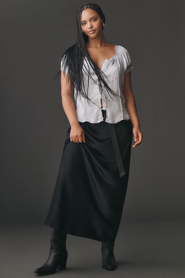 By Anthropologie Short-Sleeve Silky Peasant Top #6