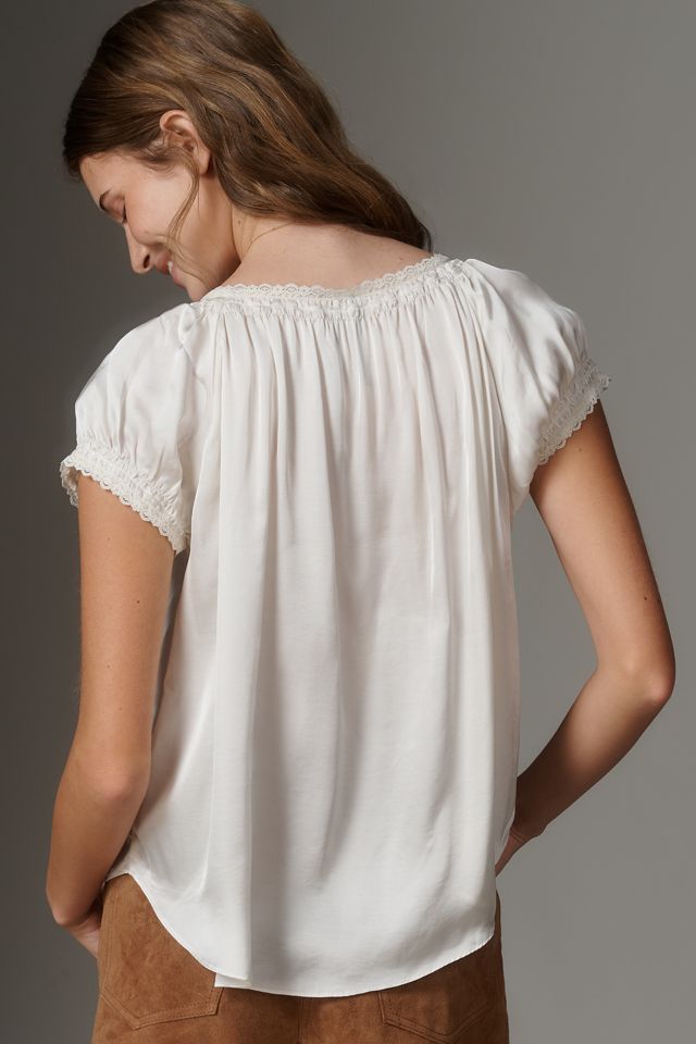 By Anthropologie Amber Short-Sleeve Silken Top #1