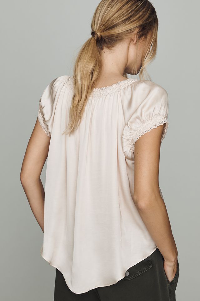 By Anthropologie Amber Short-Sleeve Silken Top #1