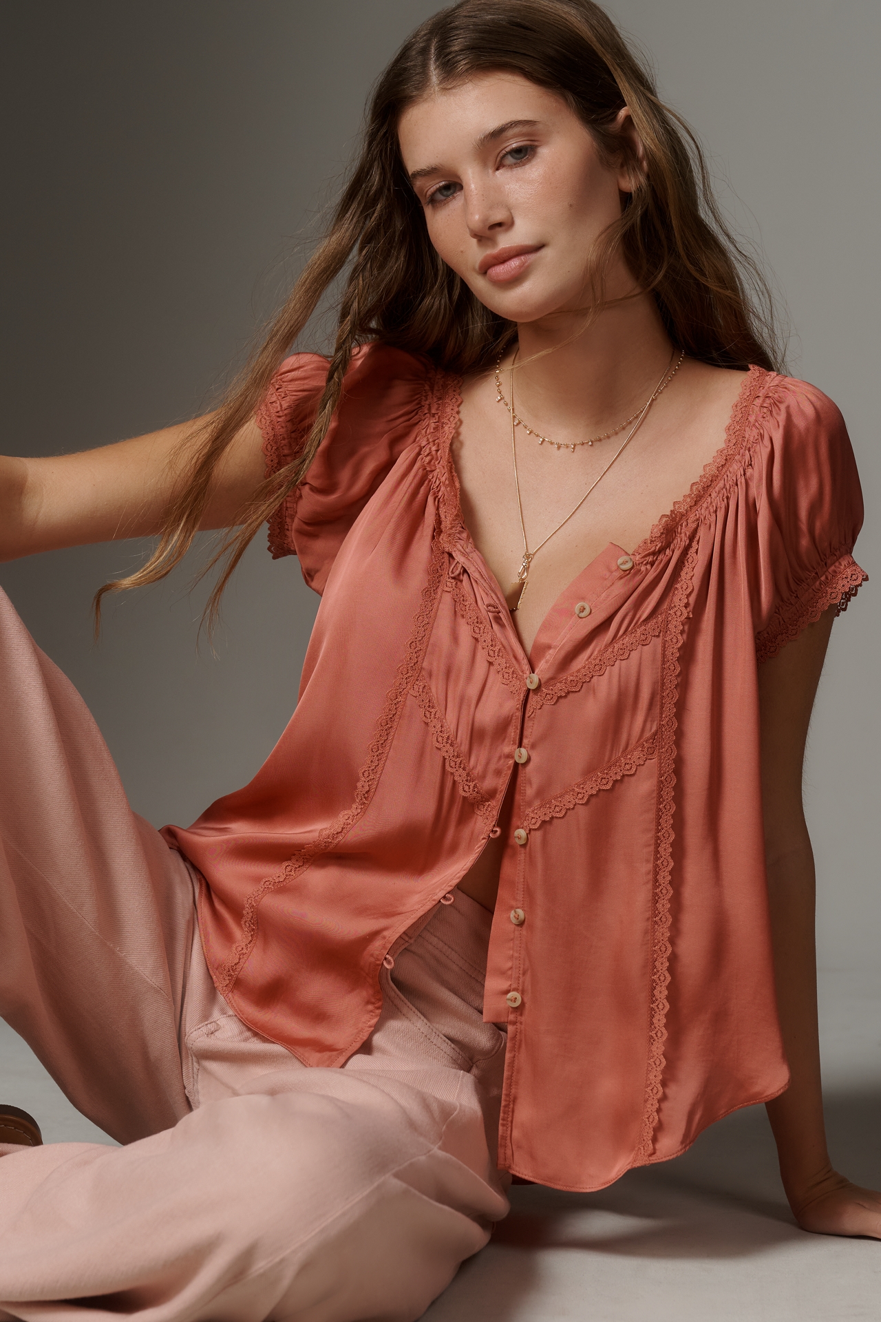 The Amber Short-Sleeve Silky Top